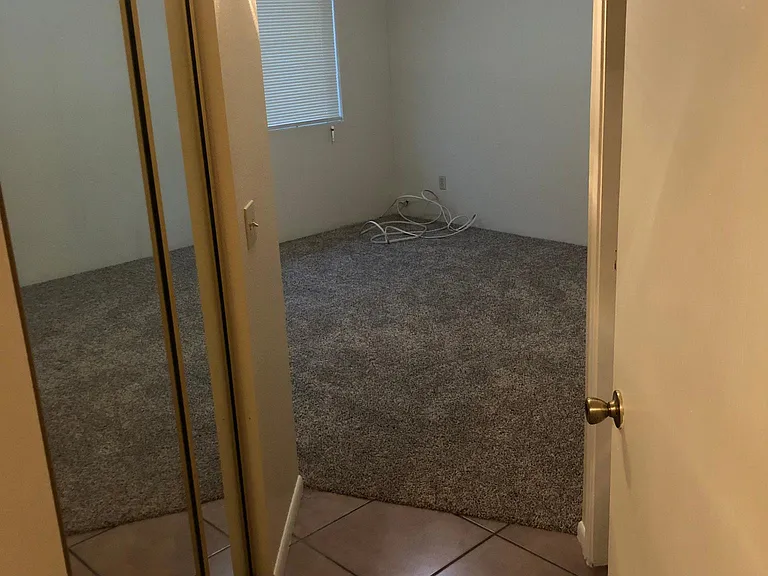 View into master bedroom -which will have tile