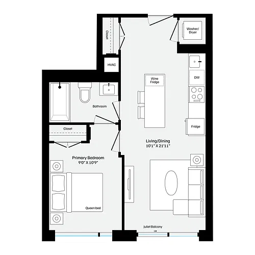 Floor plan A2 One Bedroom
