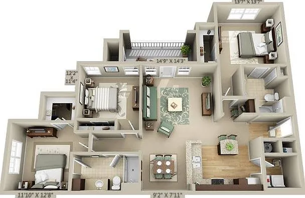 3 Bedroom | 2 Bath | 1365 SF 3 Bedroom | 2 Bath | 1365 SF