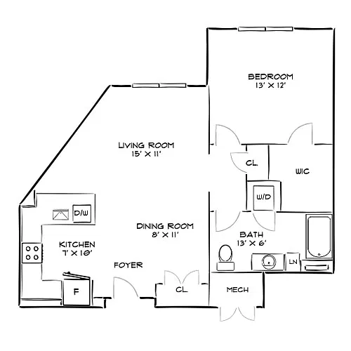 Floor plan Design 1K - W