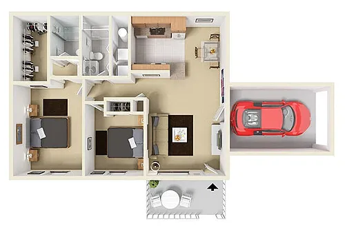 Floor plan 2B/2B/1CA