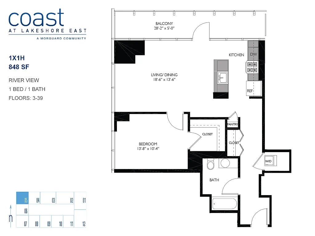 Floor plan 1x1H
