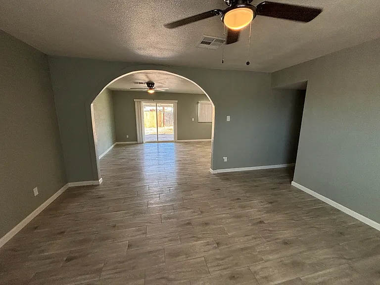 Ceiling frans and new lighting throughout.