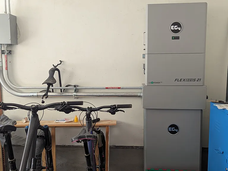 11kWh battery in garage stores energy from the solar panels