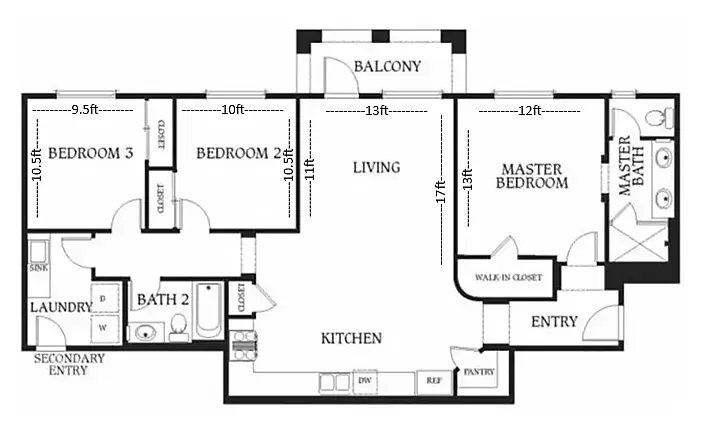 Floor plan 3 Bedroom A