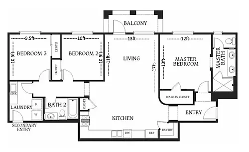 Floor plan 3 Bedroom A