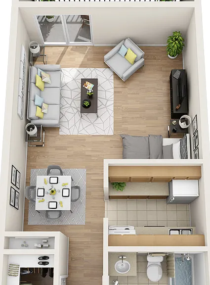 Studio floor plan The Glen at Old Town
