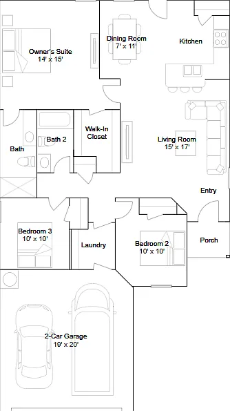 3 bed, 2.0 bath, 1301 sqft, $1,505 — Photo 3