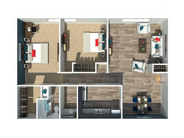 Floor plan Two Bedroom One Bath L