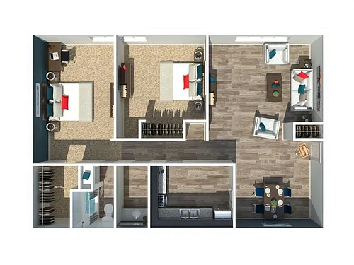Floor plan Two Bedroom One Bath L