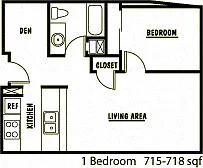 Floor plan 1 Bedroom - Den - 60% AMI