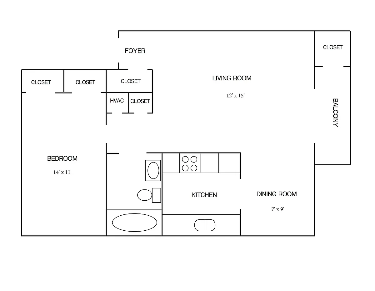 Floor plan 1 Bedroom 1 Bath