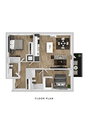 Floor plan Cascara - 2 Bed A2 Medium Balcony
