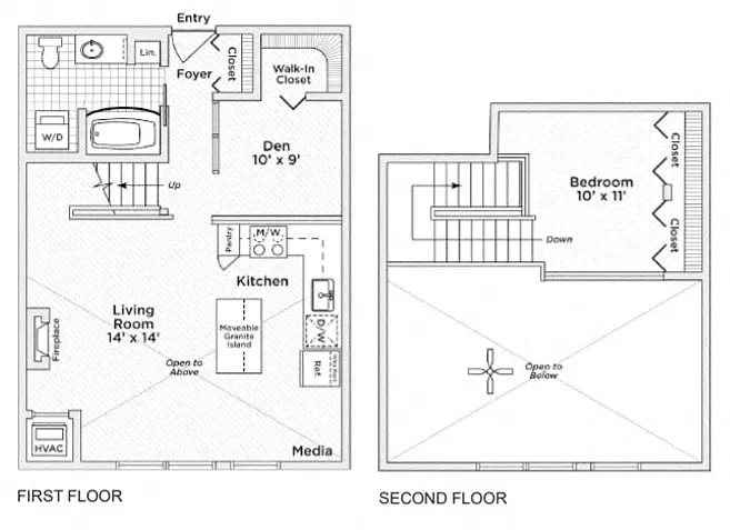 Floor plan Annex Penthouse 1 Bedroom 1 Bath 791