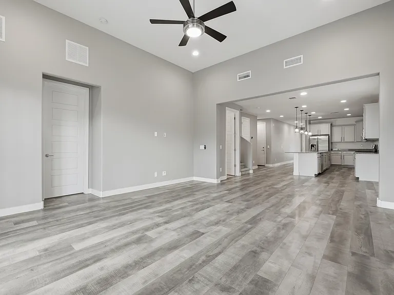 Living room with 12ft ceilings
