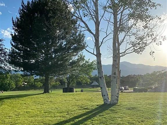 Villa grass area, across the street from the park.