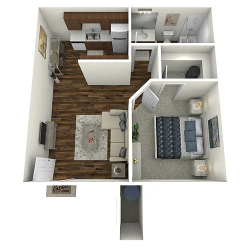 Floor plan 1 Bedroom 1 Bath Deluxe