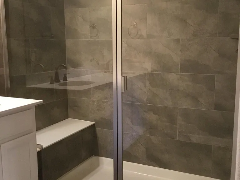 shower with bench