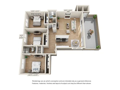 Floor plan Three Bedroom F
