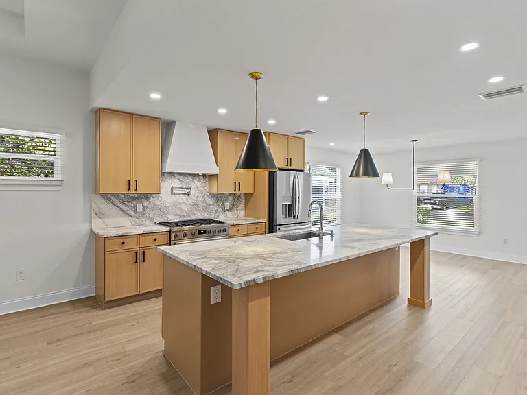 View of kitchen from living room
