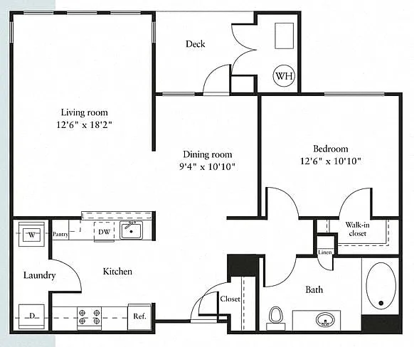 Floor plan aa4- 1 Bed/1 Bath