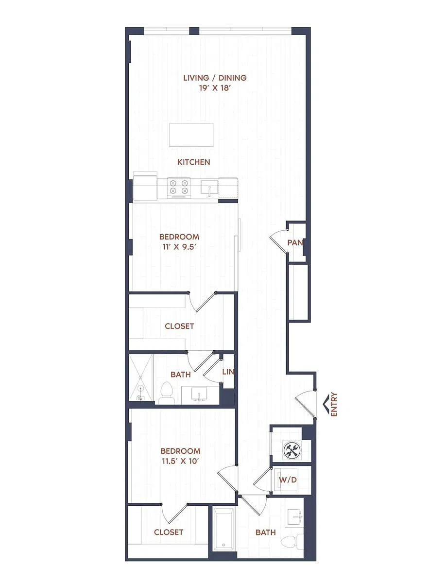 Floor plan 2 Bed/2 Bath-B13