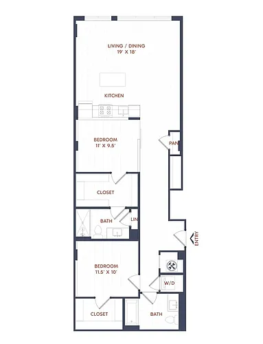 Floor plan 2 Bed/2 Bath-B13