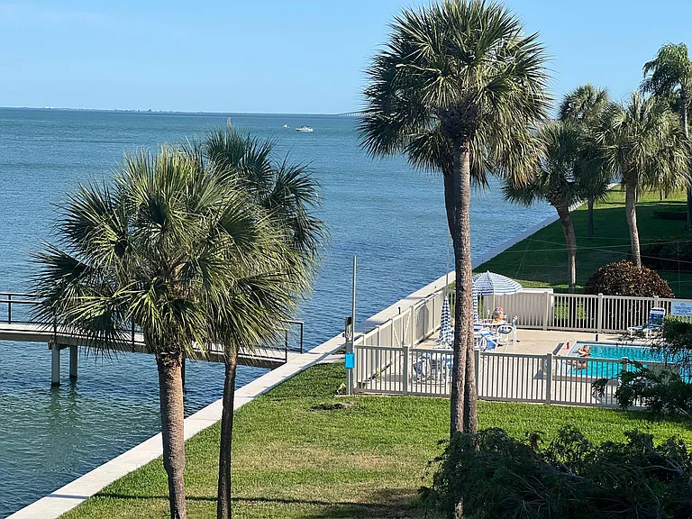 Heated pool side view from balcony