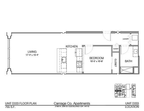 Floor plan c1-755 - 1 bed, 1 bath