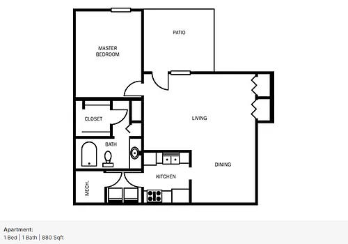 Floor plan 1 Bedroom Apartment