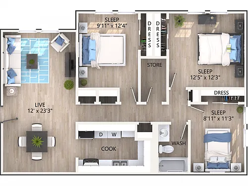 Floor plan 3 x 1 Family Cozy