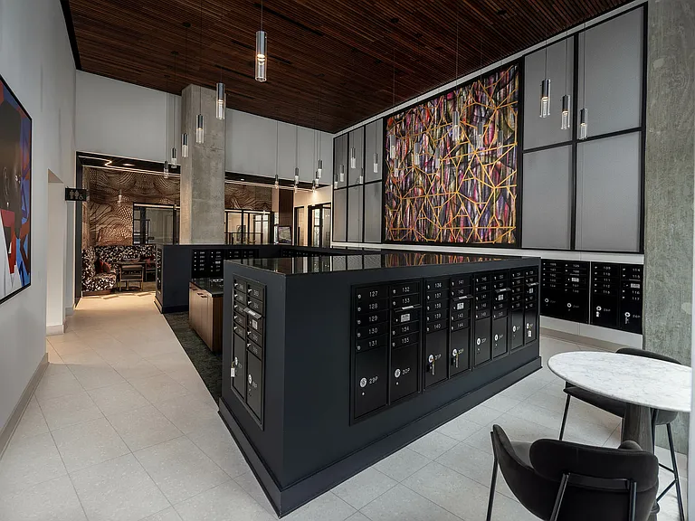 Mailroom with 24/7 package lockers