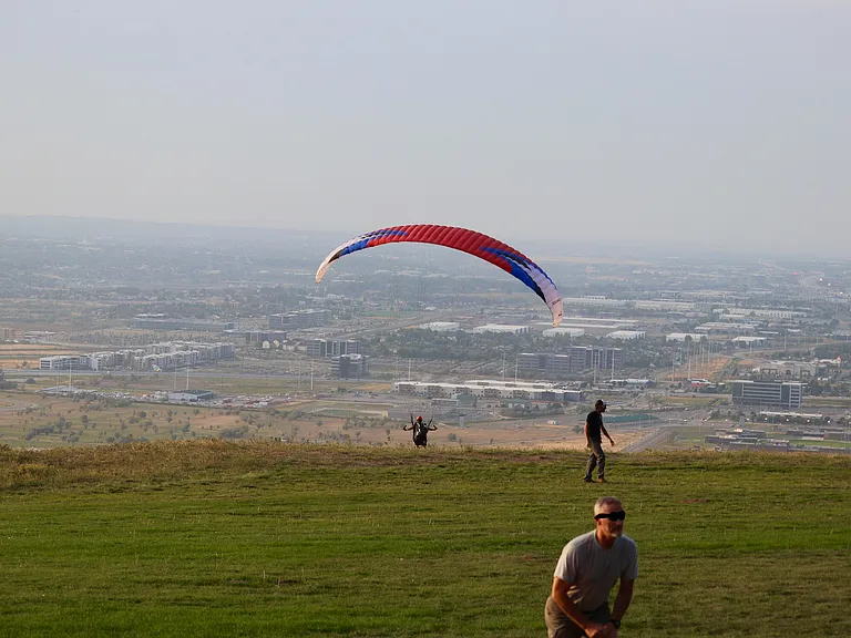 Paraglider at the park half a mile to the west