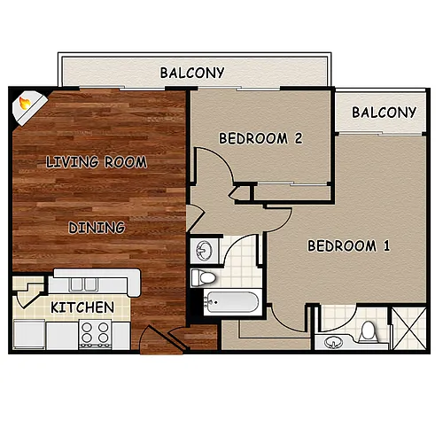 Floor plan 2 Bedroom Colline