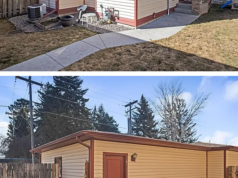 Fenced back yard
Detached 2 car garage