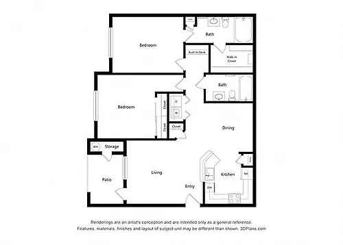 Floor plan Two Bedroom (B4 & B5)
