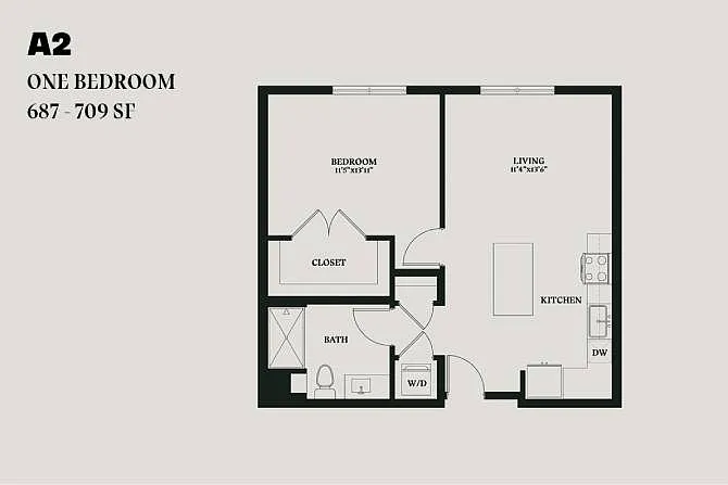 Floor plan Alba One Bedroom A2