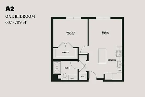 Floor plan Alba One Bedroom A2