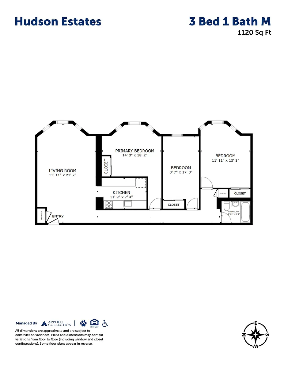 Floor plan 3 Bed 1 Bath M