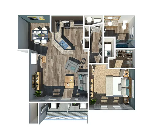 Floor plan A2 - One Bedroom, One Bathroom