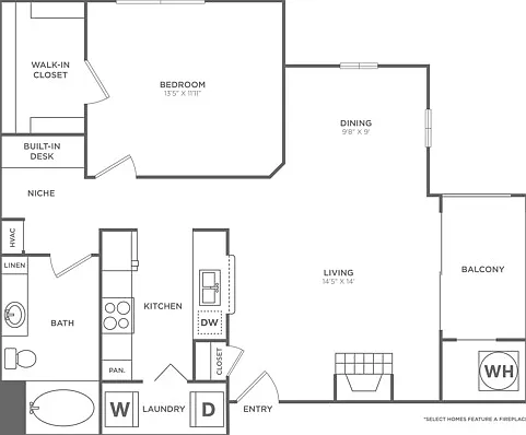 One Bedroom One Bath (850 SF) One Bedroom One Bath (850 SF)