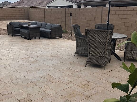 Large travertine patio 