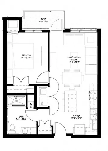 Floor plan One Bedroom - F