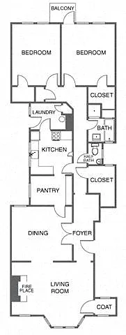 Floor plan 2 Bed, 1.5 Bath