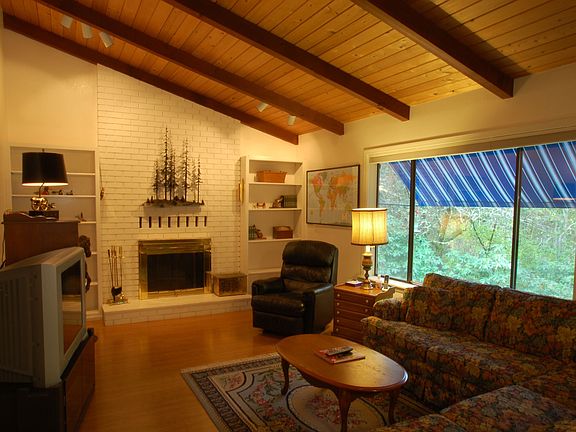 Vaulted ceilings and wood burning fireplace