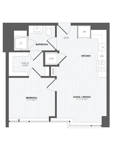 Floor plan JR 1 Bed/1 Bath-A1