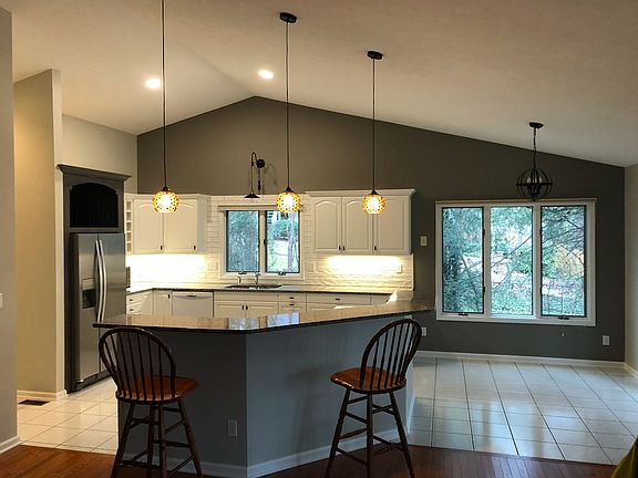 Updated kitchen with bar seating