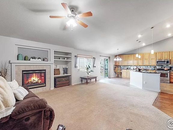 View of family room, eating area and kitchen