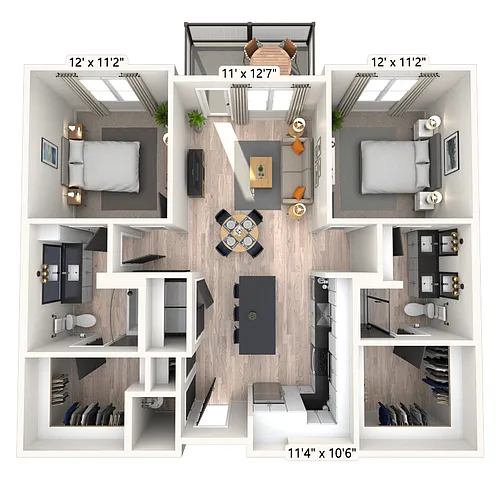 Floor plan B1 2x2 1106 SF-FP