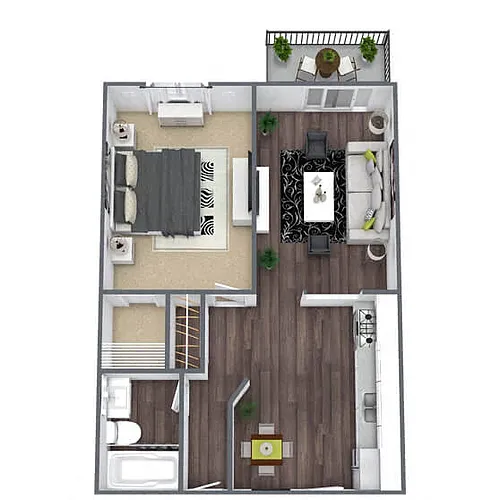 Floor plan A3: 1 Bed 1 Bath
